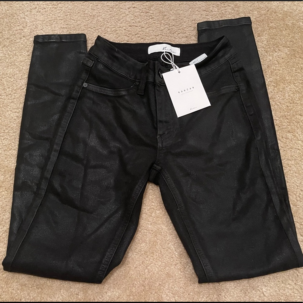 NWT KANCAN BOUTIQUE PANTS/JEANS SOFT RAYON PLEATHER ISH SZ 1/24